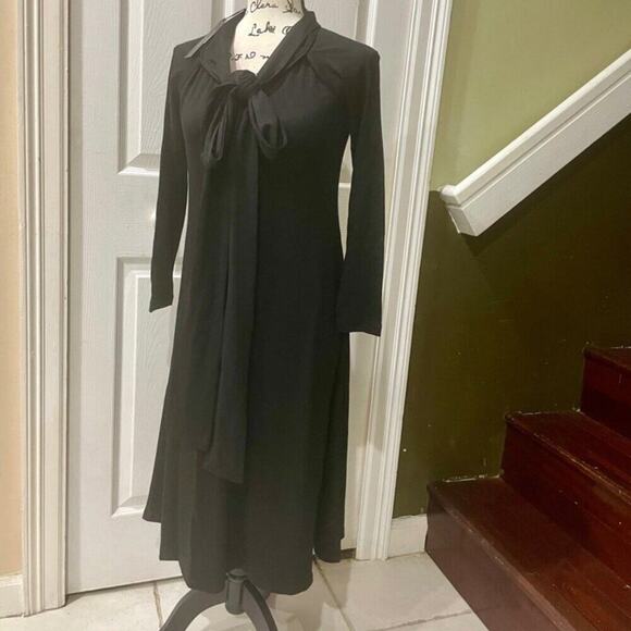 TALBOTS MAXI DRESS  FIT AND FLARE SIZE XS WOOL BLEND BLACK SOPHISTICATED CHIC - Picture 10 of 16